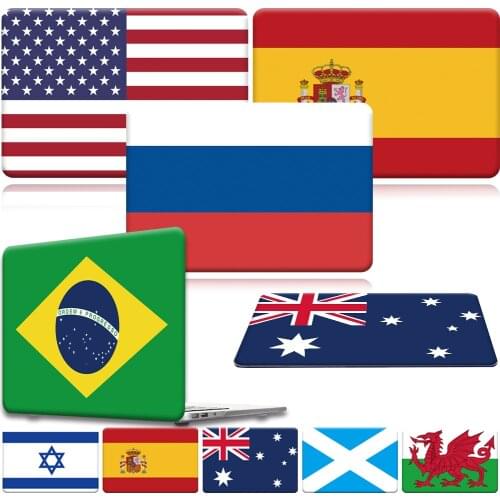 KK&LL For Apple MacBook Air Pro Retina 11 12 13 15 & New Air 13/Pro 13 15 Touch Bar Hard Shell Laptop case Russia/Spain/US Flag
