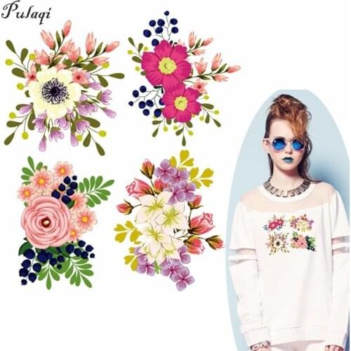 Pulaqi Flower Patches DIY Accessory Decor Iron-on T-shirt Dresses Patch For Clothing Heat Transfer A-level Washable Stickers H