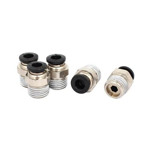 G1/4 Thread Pneumatic Quick Couplers One-Touch Fittings 5pcs for 6mm Dia Pipe