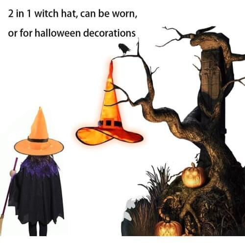 Halloween Lights (36 LEDs Witch Hat Colorful), Battery Operated String Lights for Halloween Decorations Outdoor & Indoor