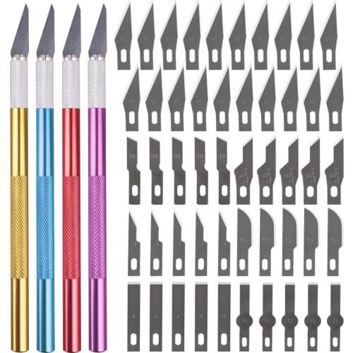 Engraving Craft Sculpture Carving Blades Aluminium Handle Metal Scalpel Phone PCB Wood Paper Cutting Knife Gadgets+40CPS Blades