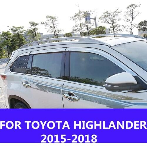 Chrome Car Window Sun Vent Visor Rain Guards Sun/ rain Shield Exterior decoration Accessories FOR TOYOTA HIGHLANDER 2015-2018