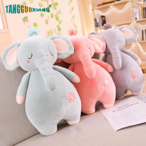 45-60cm Cute Cartoon Sleep Elephant Plush Toys Pillow Soft Stuffed Animal Dolls Birthday Xmas Gift for Baby Kid Girl Children