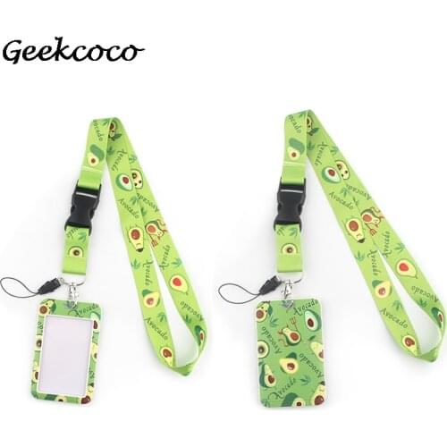 J1981 Cartoon Avocado Necklack Lanyard Key Gym Strap Multifunction Mobile Phone Decoration With Card Holder Cover