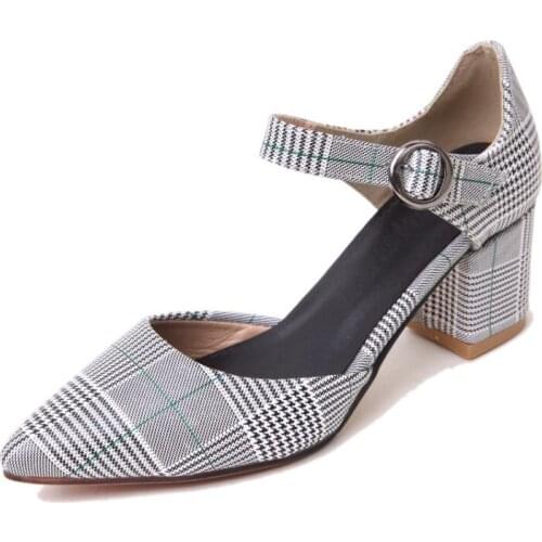 Big SizePointed Plaid sandals high heels sandals women shoes woman summer ladies