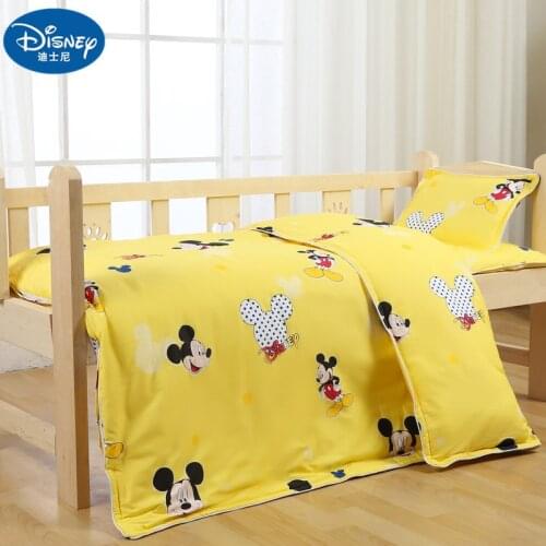 Disney new Yellow 100% Cotton Newborn Bedding Set Baby cot Mickey Mouse Children Kids Mat Cover Duvet Cover Pillowcase for baby