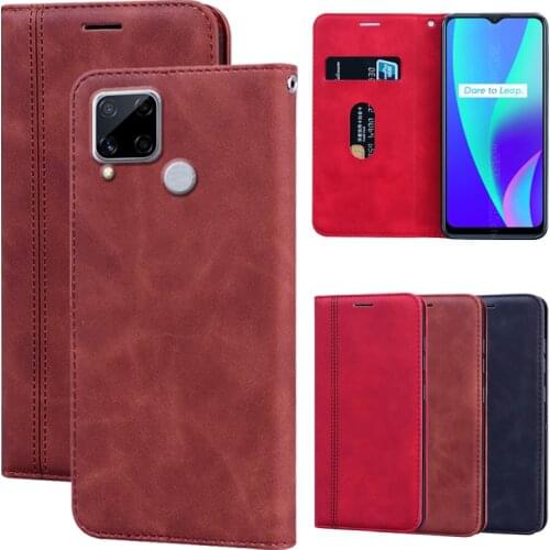 Leather Flip Case For OPPO Realme C15 Cover Wallet Capa Magnet Funda Realme C15 C 15 Telefon Protector Shell Cover Bumper Funda