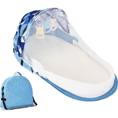Multi-functional Baby Portable Crib Newborn Baby Travel Outdoor Bed with Mosquito Net Detachable Sunshade Folding Mommy Bag