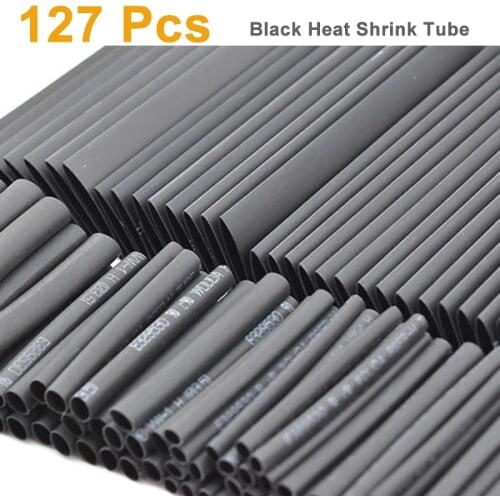 164/127 pcs Heat Shrink Tube Kit Shrinking Assorted Polyolefin Insulation Sleeving Heat Shrink Tubing Wire Cable 8 Sizes 2:1