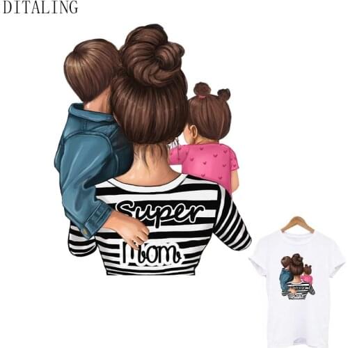 Mother Baby Patches On Clothing DIY Washable Girl T-Shirt Iron On Stickers Heat Transfer Parent-Child Clothes Sticker Appliqued