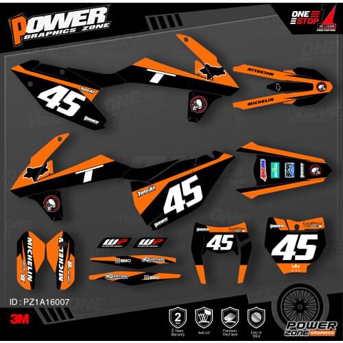 PowerZone Custom Team Graphics Backgrounds Decals 3M Stickers Kit For KTM SX SXF MX 16-18 EXC XCW Enduro 17-19 125 to 500cc 07