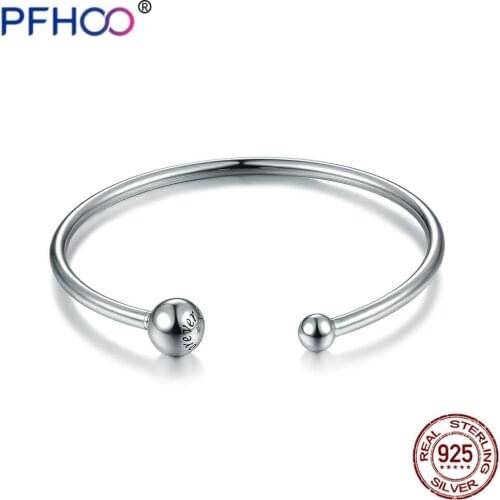 PFHOO Genuine 925 Sterling Silver Minimalist Stretch Handmade Bracelets Original Bracelet Bangle For Women Luxury Silver Jewelry