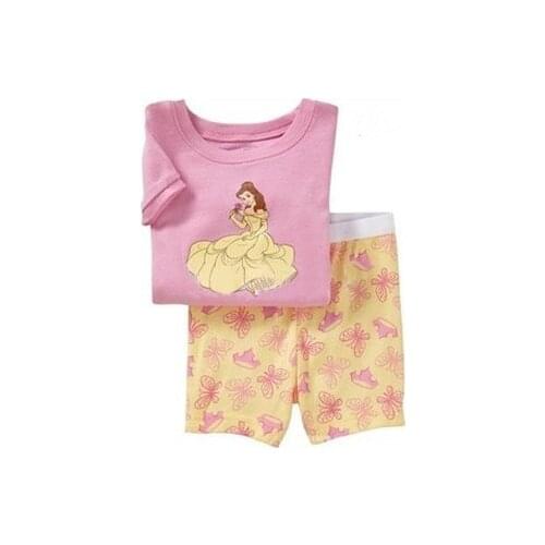 Soft Childrens Pajamas for Girls Print Toddle Pyjamas Kid Short Sleeve Pijama Baby Girls Cotton Sleepwear Summer Clothing Set