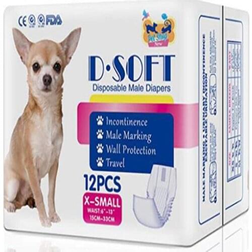 Dsoft Pet Disposable Male Wrap Dog Disposable Diaper with Premium Protection Adjustable Easy to Operation for Dogs,12Pcs, DC830