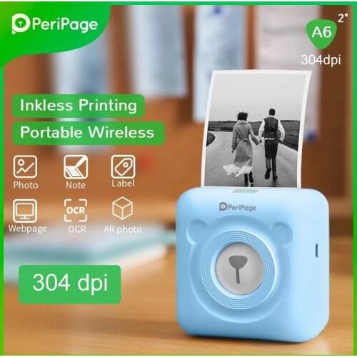 Mini Printer A6 High Resolution PeriPage Portable Thermal Wireless Printer 304dpi Thermal Picture Photo Receipt Label Printer