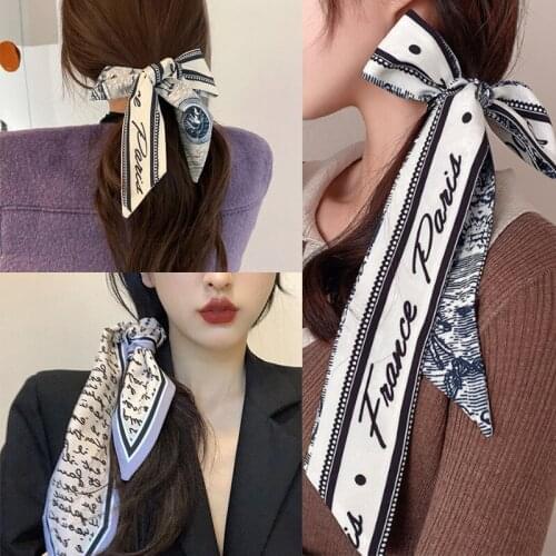 93x6 French Hairband Scarves Bag Bandage Retro Ribbon Long handkerchief Letter printing Lazy headdress Holiday Ribbon