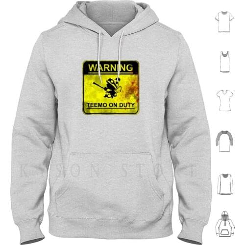 Warning : Teemo On Duty Hoodies Long Sleeve Teemo League Legends Yordle Sign Grime Fan Riot Games Videogames Pop