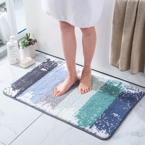 Bathroom Mats Strong Absorbent Floor Bath Mat New Flocking Rubber Bottom Carpets Door Entrance Rugs For Living Room Decorative