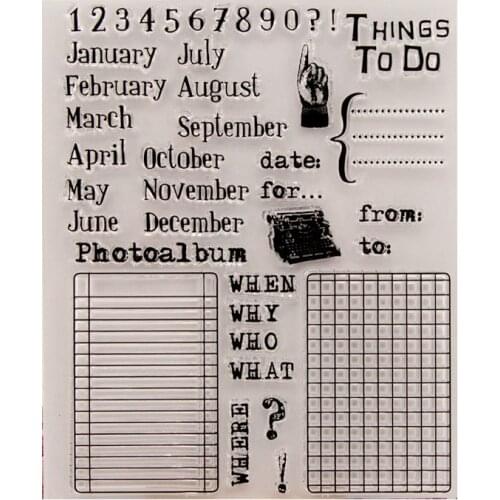 Clear Rubber Stamps Scrapbooking umber month photoalbum Sheet Silicone Seals Craft Stencil Stamps Paper Card Making Template