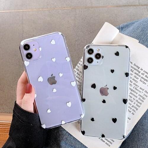 Transparent Love Heart Wave Point Phone Case For iPhone 11 12 Pro X XR XS Max SE 2020 7 8 Plus 12 Clear Fashion Soft TPU Cover