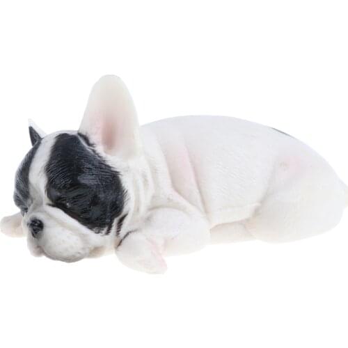Realistic Sleeping French Bulldog Dog Animal Puppy Pet Figure Wild Forest Farm Ocean Models Educational Toy Home Decor Gift #B