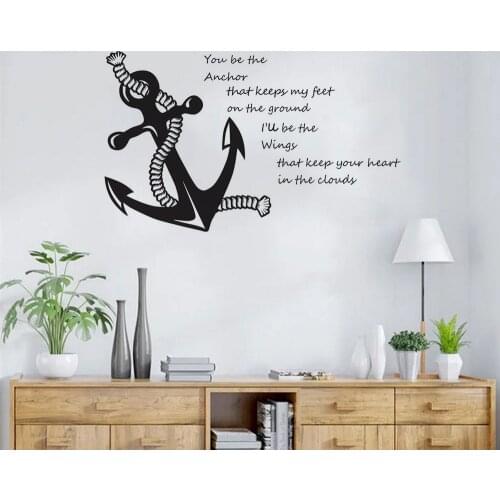 See Inspiration Quote Wall Decal Wall Sticker Home Decor Sea Style Wall Poster Anchor Vinyl Mural AY1483