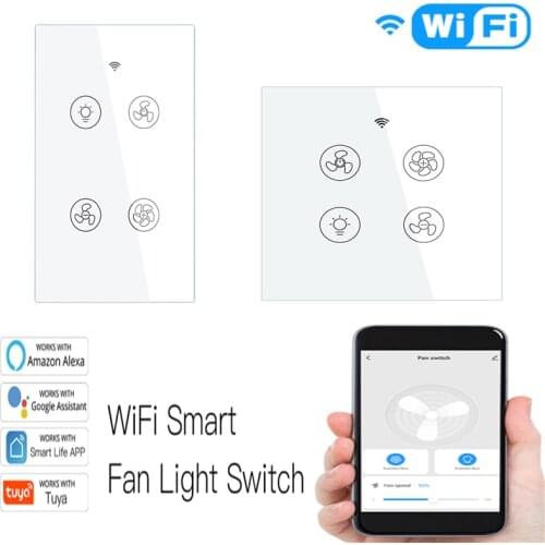 TUYA WiFi Smart Touch Switch Ceiling Fan Light Switch 2/3 Way Smart Life/Tuya APP Remote Control Work With Alexa Google Home
