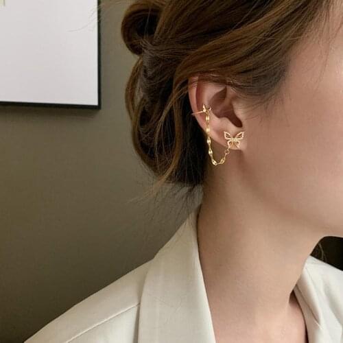 Unique Crystal Bear Earrings For Girls Gold Color Shiny Star Stud Earrings Short Tassel Chain Ear Stud Women Female Jewlery