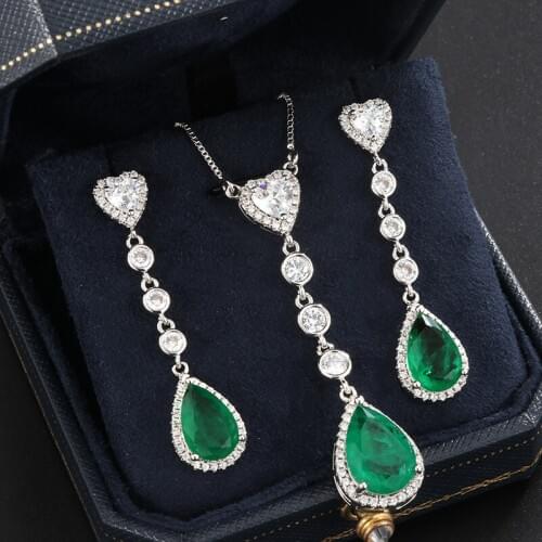 2020 Hot jewelry Sets Copper Luxury Large Granule AAA Cubic Zirconia Necklace Earrings Wedding Party Women Fashion Jewelry