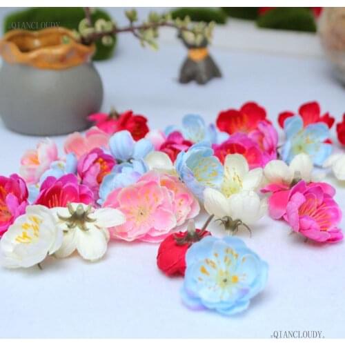 100 pieces 3.5cm Artificial Plum peach blossom silk flower heads DIY garlands hairpins branches walls decorative flowers D68