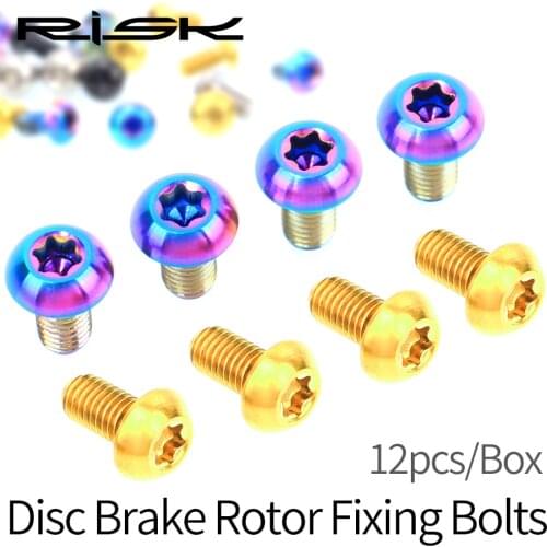 12pcs M5x10mm Bicycle Disk Brake Rotor Bolts T25 Torx Titanium Alloy Bike Screws MTB Brake Rotor Fixing Ti Bolts Styling Parts