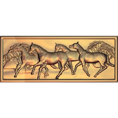 Horses 3D STL Model for CNC Router Engraver Carving Machine Relief Artcam aspire M56