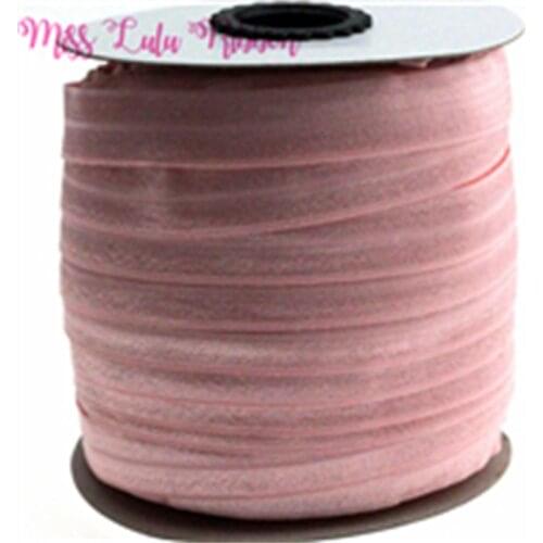 5/8"16mm solid color matt fold over elastic ribbon pearl pink hair ties headwear sewing elastic band decoration crafts 50 yards