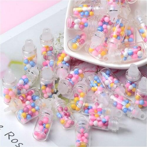 50Pcs Mini Drift Bottles Planar Resin Color DIY Craft Supplies Resin Art Basteln Key Chain Decor Hair Accessories Material