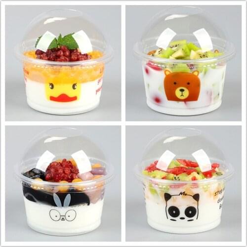 50pcs High quality disposable yogurt cup cartoon transparent dessert cups kids birthday party favors pudding ice cream cups