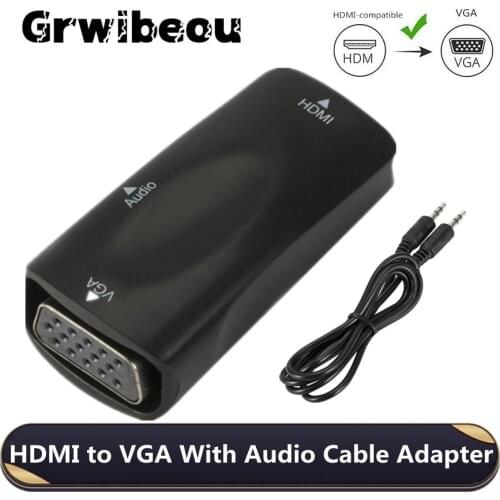 HD 1080P HDMI-compatible to VGA Adapter Audio Cable Converter Female to Female For PC Laptop TV Box Computer Display Projector
