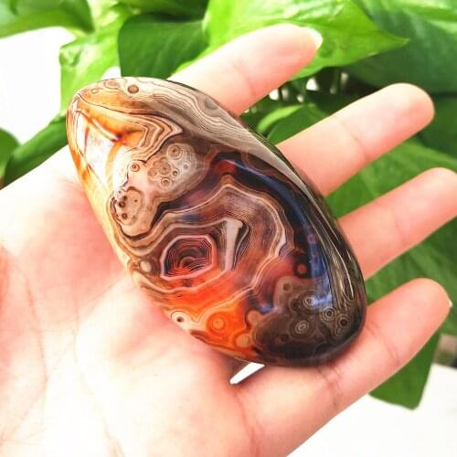Agate Crystal Palm Stone Natural Sardonyx Worry Stone Polished Carnelian Quartz Gemstone Anxiety Stress Relieve Reiki Healing