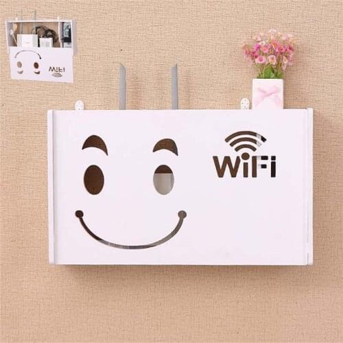 Wireless Wifi Router Box Wall-mounted Wood-Plastic Wall Shelf Hanging Plug Board Bracket Storage Box 3 Home DecorRack Organizer