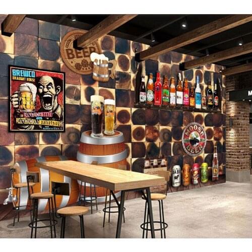 Large Mural Beer Element Wood Wallpaper Mural for Restaurant Bar Cafe Backaground 3d Photo Mural 3d Wall Mural Wood Wall paper