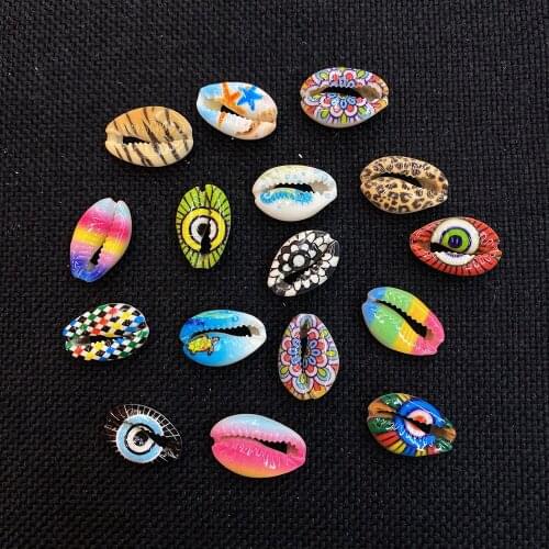 10Pcs/Pack Color Pattern Natural Conch Shell Beads Jewelry Pendant DIY Handmade Home Decoration Wind Chime Accessories 15-20mm