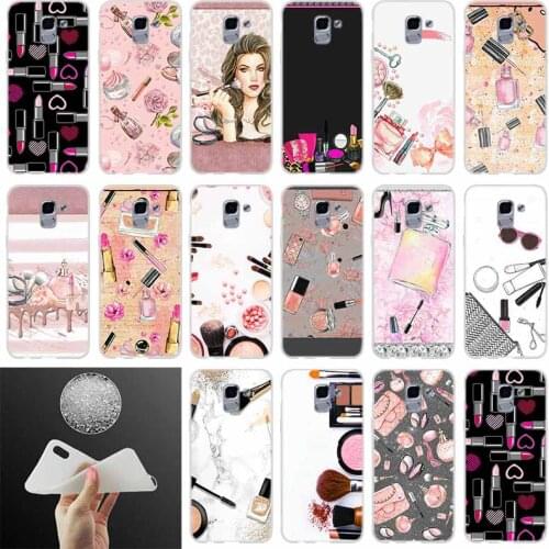 Phone case Cover Makeup Lipstick rouge Perfume FOR Coque Samsung Galaxy J6 J4 J8 J7 2018 Plus J3 J5 J7 Prime Pro 2017 2016 Casse