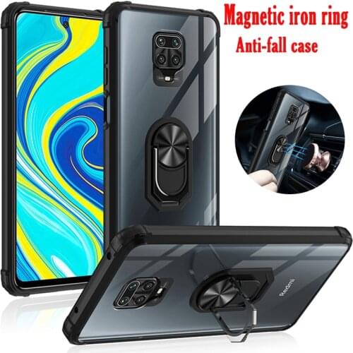 Magnetic Iron Ring Phone Case For Xiaomi Redmi Note 10 10S 9S 8 9 9A 9C 8A 10T CC9 Poco X3 NFC Pro Clear Armor Anti-drop Cover