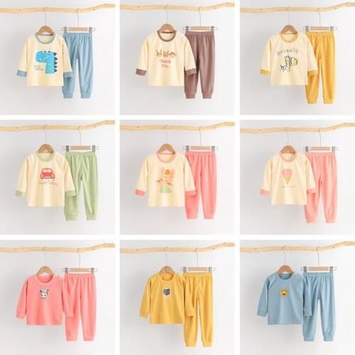 1 2 3 4 Years Old Childrens Clothes Autumn Long Sleeve Sets Baby Pajamas Suits Kids Leisure 2pcs Set 100% Cotton Girls Outfits