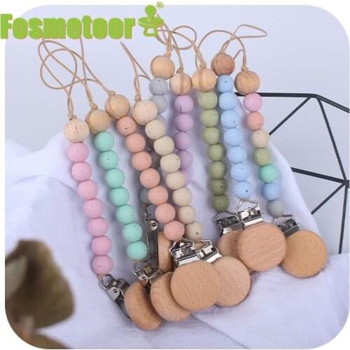 Fosmeteor Food Grade Silicone Beads Pendant Beech Clip Silicone Beads Pacifier Without BAP Holder Chain Clip For Baby Gift