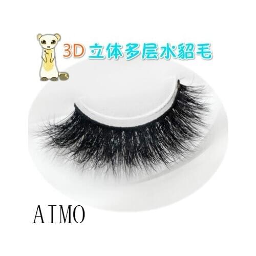 2016 Hot sale 100%handmade real mink fur long False eyelash 3D strip High quality Mink lashes thick fake AIMO makeup tool