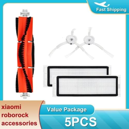 HEPA Filter Main Brush Side Brush Cloth 5pcs For xiaomi roborock s5 max s6 Pure xiaowa E20 Accessories Vacuum Cleaner Parts