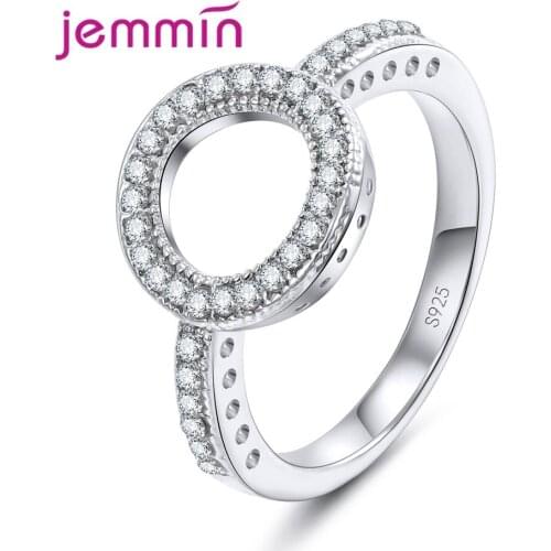 Top Vendeur New Fashion Bijoux Round Design Wedding Women Rings 925 Sterling Silver Metal Knuckle Rings Rhinestone Jewelry