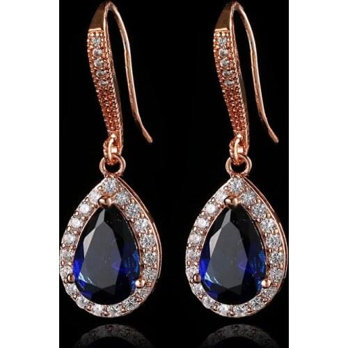 Korean Fashion Blue Cubic Zirconia Drop Earrings 2021 Trendy Zircon Woman Earrings Female Brincos Party Jewelry Gifts