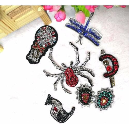 Beautiful 3D patch hand-beaded spider stickers for clothes accessories cat dragonfly patch apparel applications applique