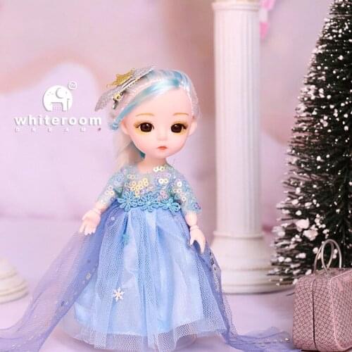 1/12 Fashion BJD Doll With Clothes 13 Movable Jointed Mini Lovely 17 CM Makeup Christmas Dress up Play House Dolls For Girls Toy